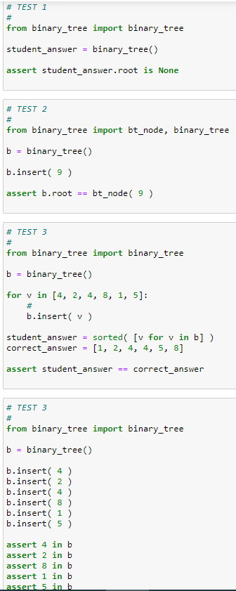 the bt_node class, whose (partial/incomplete) implementation has been provided to you below.