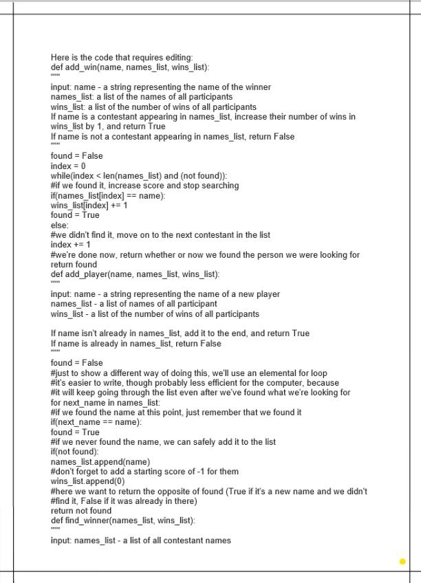 Pleazzze get it done soon Here is the code that requires editing: