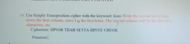  down the first column, since I is the first letter, The