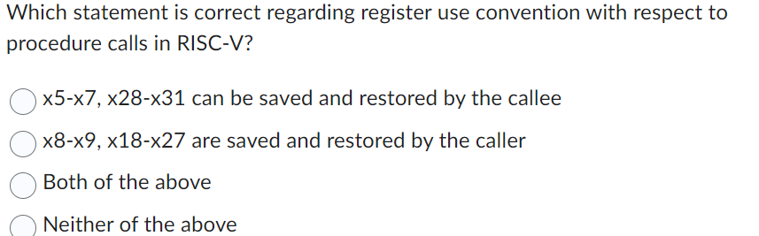 Which statement is correct regarding register use convention with respect to