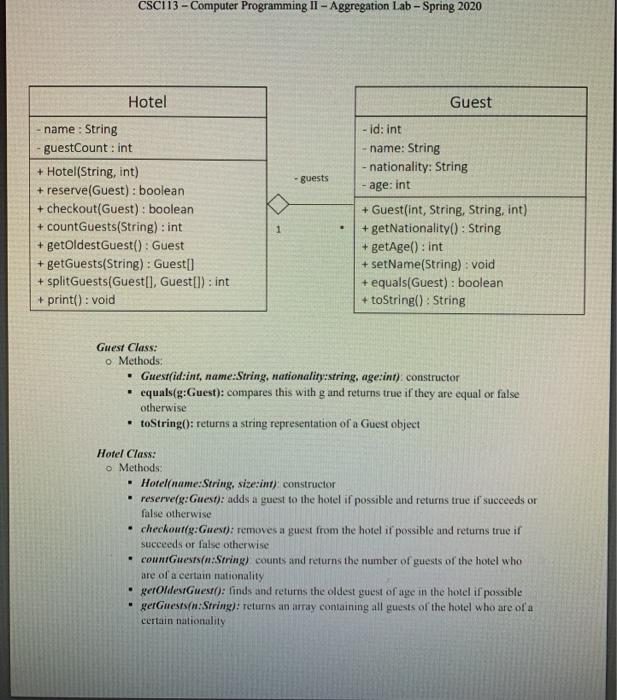  CSC113 - Computer Programming II - Aggregation Lab - Spring 2020