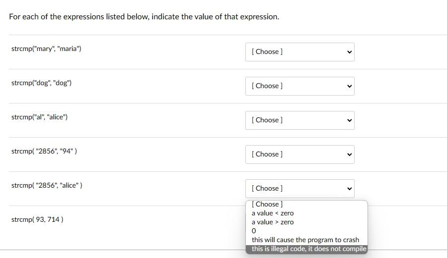 The drop down menu is the same for all. For each