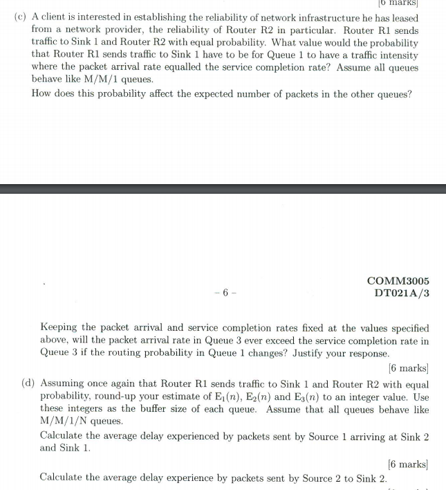 of two sources and two sinks. Source 1 sends packets at a