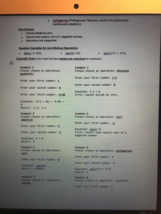 implement several mathematical operations (we provide a list), ranging from simple mathematics