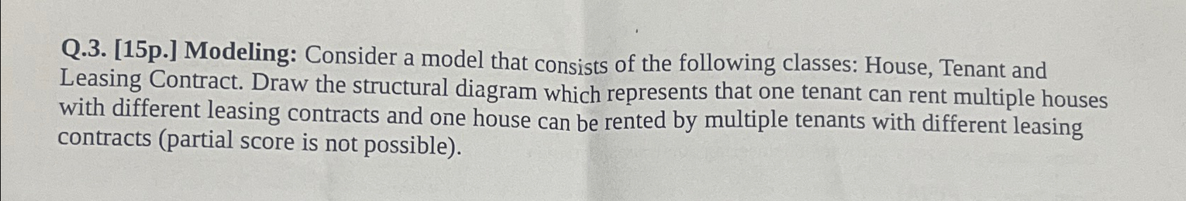  Q.3.[15p.] Modeling: Consider a model that consists of the following classes: