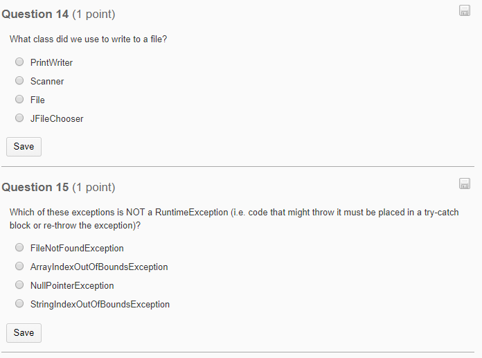 its superclass O True O False Save Question 9 (1 point) public