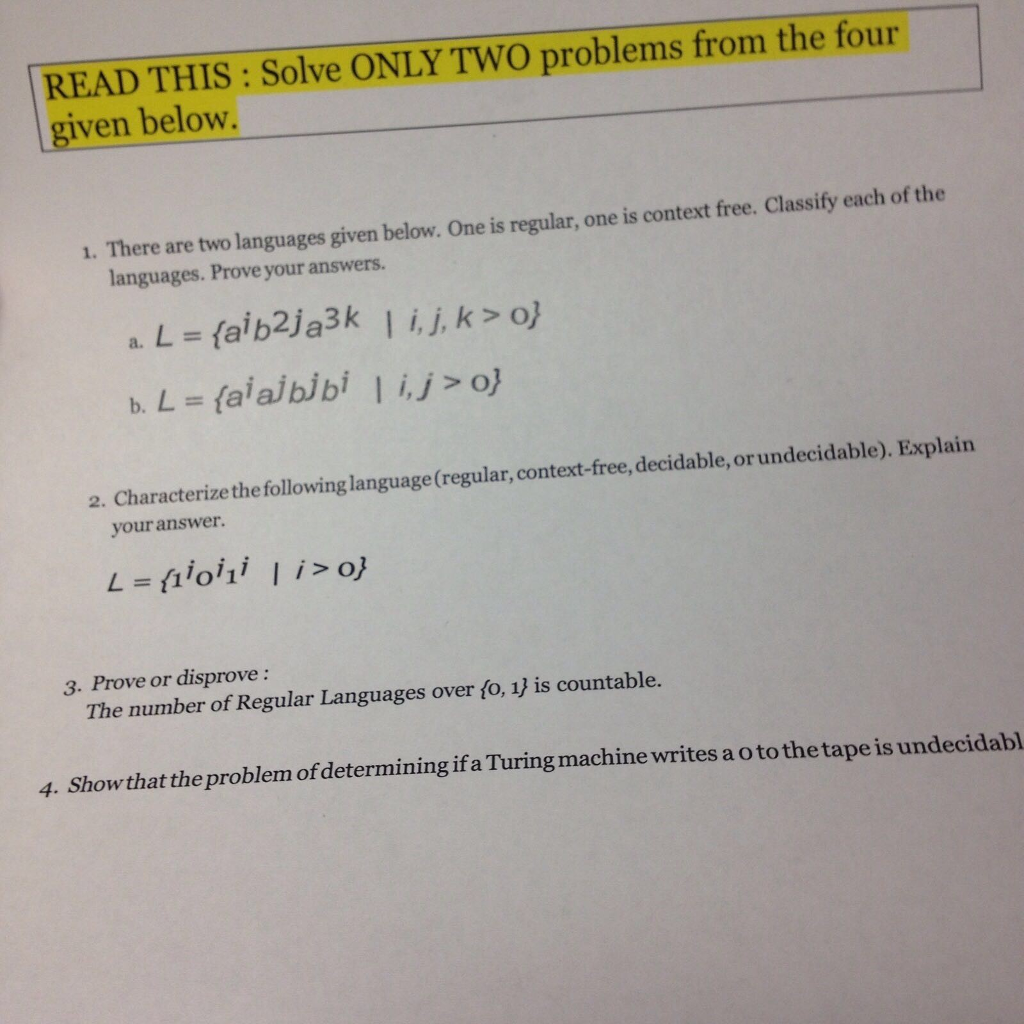  There are two languages given below. One is regular, one is