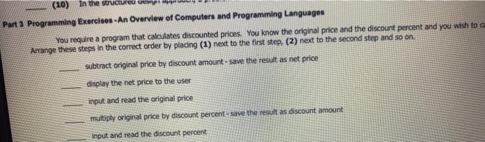  (10) In the structure UEM Part 3 Programming Exercises - An