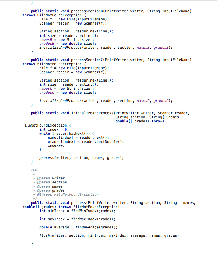 HW4 { private static String[] namesA = null; private static double[] gradesA