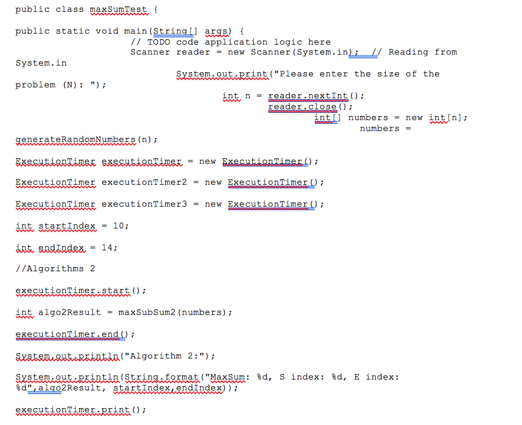 and code formula. Here are 2 files: ExecutionTimer.java & maxSumTest.java ............................................................. public