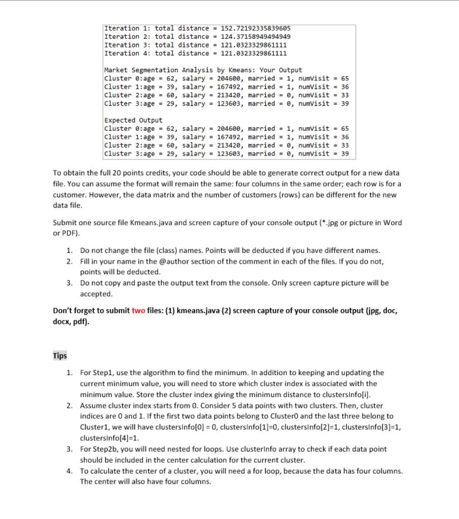 you are asked to implement the k-means algorithm based on the following