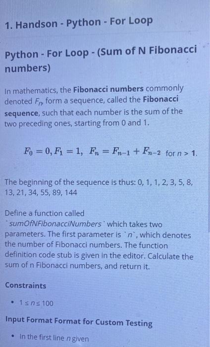  1. Handson - Python - For Loop Python - For Loop