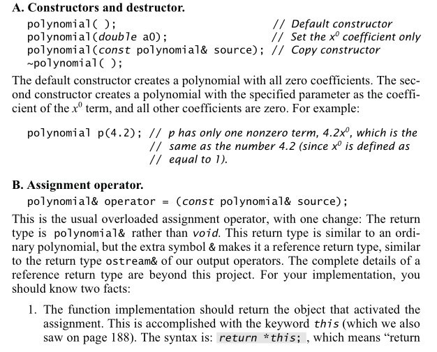 // A polynomial has one variable x, real number coefficients, and //