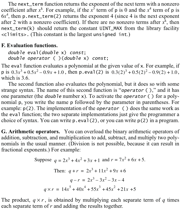 the form: // A[n]*x^n + A[n-1]*x^(n-1) + ... A[2]*x^2 + A[1]*x +