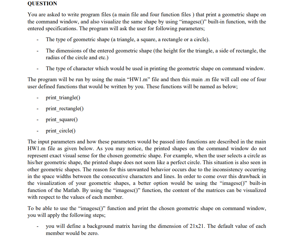 Matlab codes. QUESTION You are asked to write program files (a main