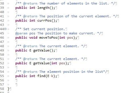  An ADT List is given as the interface code above. Given