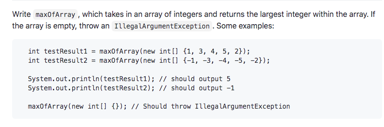 JAVA PLEASE Write maxOfArray , which takes in an array of integers