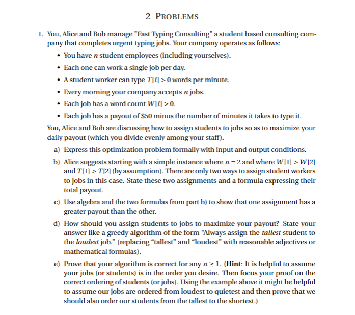 Below is the problem statement and example solution for each sub-problem (This
