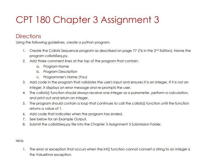  CPT 180 Chapter 3 Assignment 3 Directions Using the following guidelines,