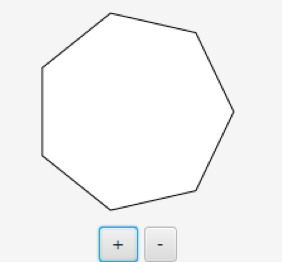Write a program that displays a regular polygon and uses two buttons