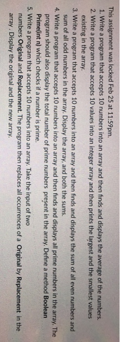  Intro to java ( array chapter) please use simple code This