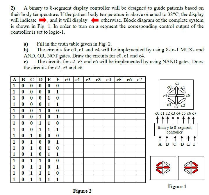  2) A binary to 8-segment display controller will be designed to