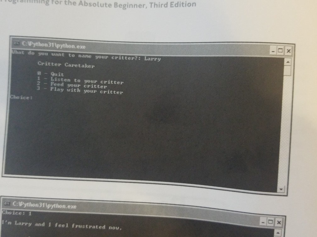 Critter is fed and how long it is played with. These values