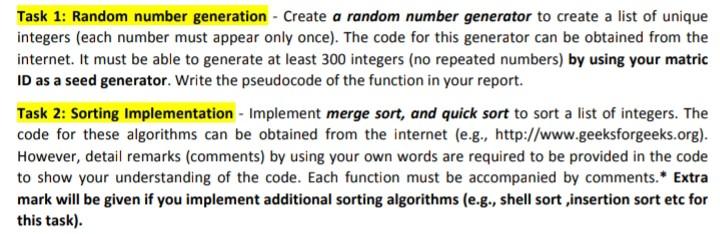 C program please. matric num: 191020660 Thank you Task 1: Random