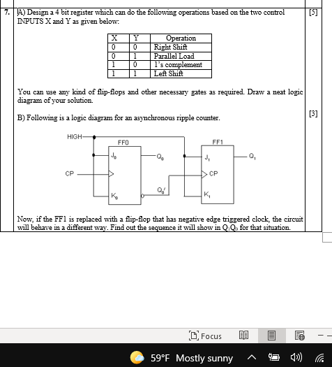 7.14) Design a 4 bit register which can do the following