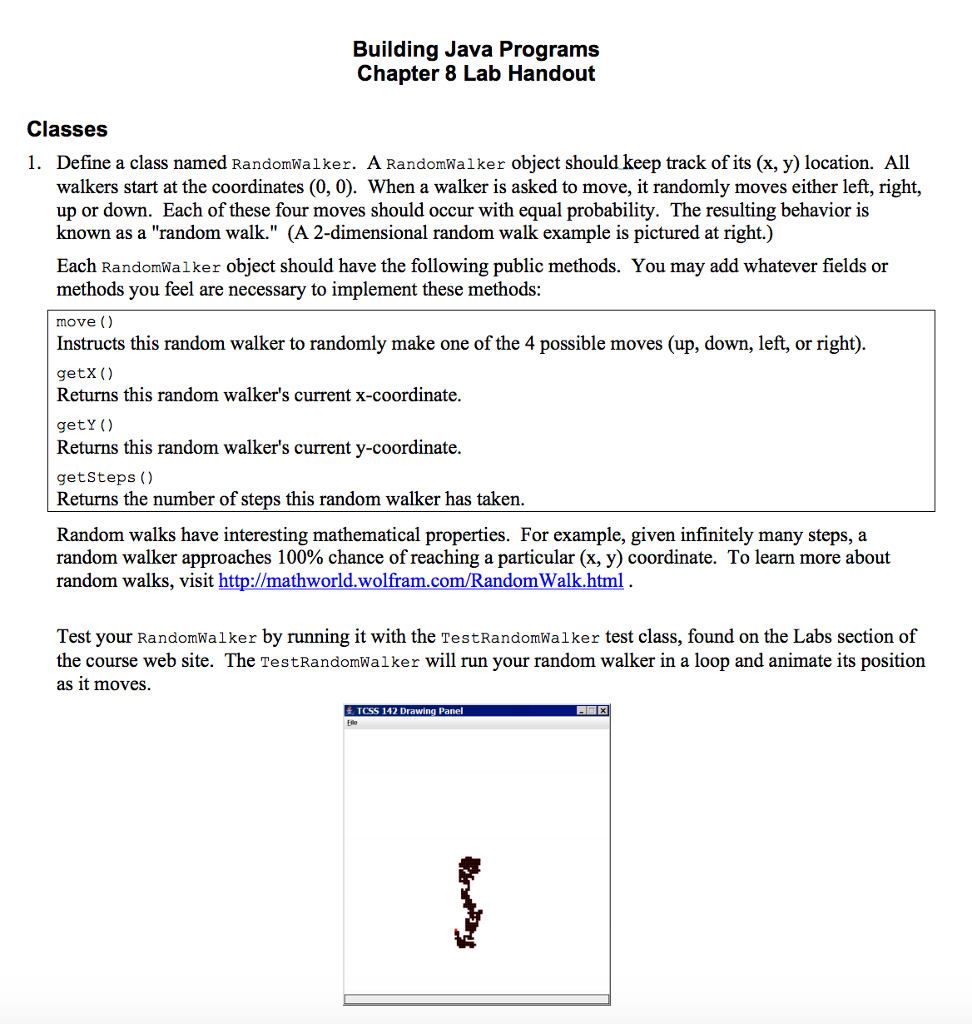 import java.awt.*; public class TestRandomWalker { public static final int STEPS