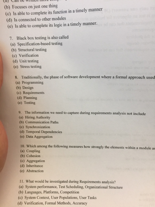  Black box testing is also called (a) Specification-based testing (b) Structural