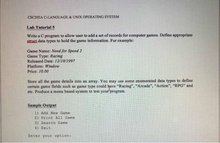  C-Programming Questions. CSC202A C-LANGUAGE & UNIX OPERATING SYSTEM Lab Tutorial 5