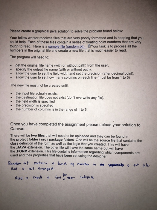  Please create a graphical java solution to solve the problem found