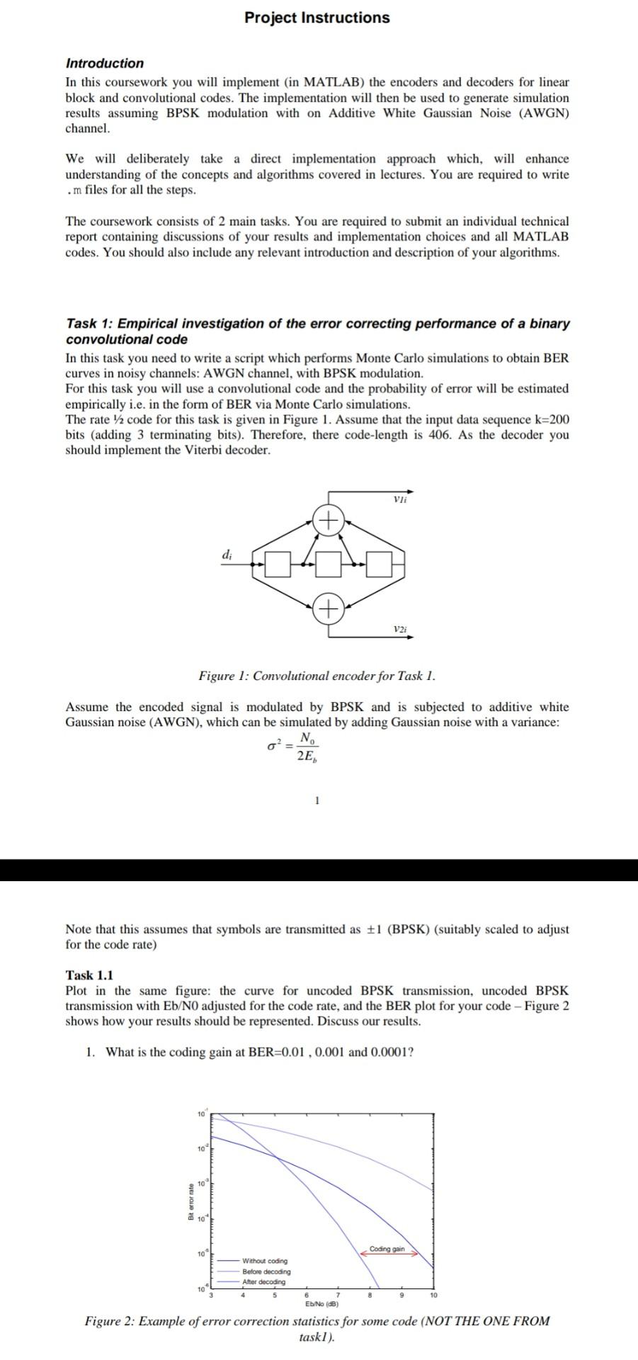  Project Instructions Introduction In this coursework you will implement in MATLAB)