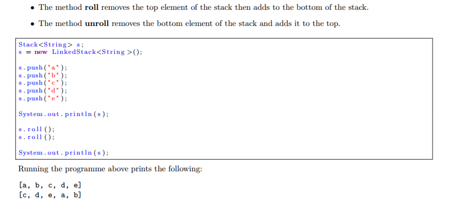 roll() and unroll using the technique presented in class to implement recursive