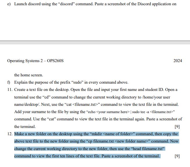  e) Launch discord using the "discord" command. Paste a screenshot of