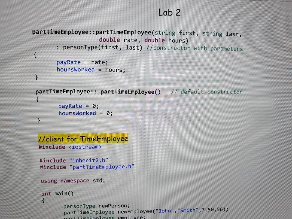 last name //in the form firstName lastName void setName(string first, string last);