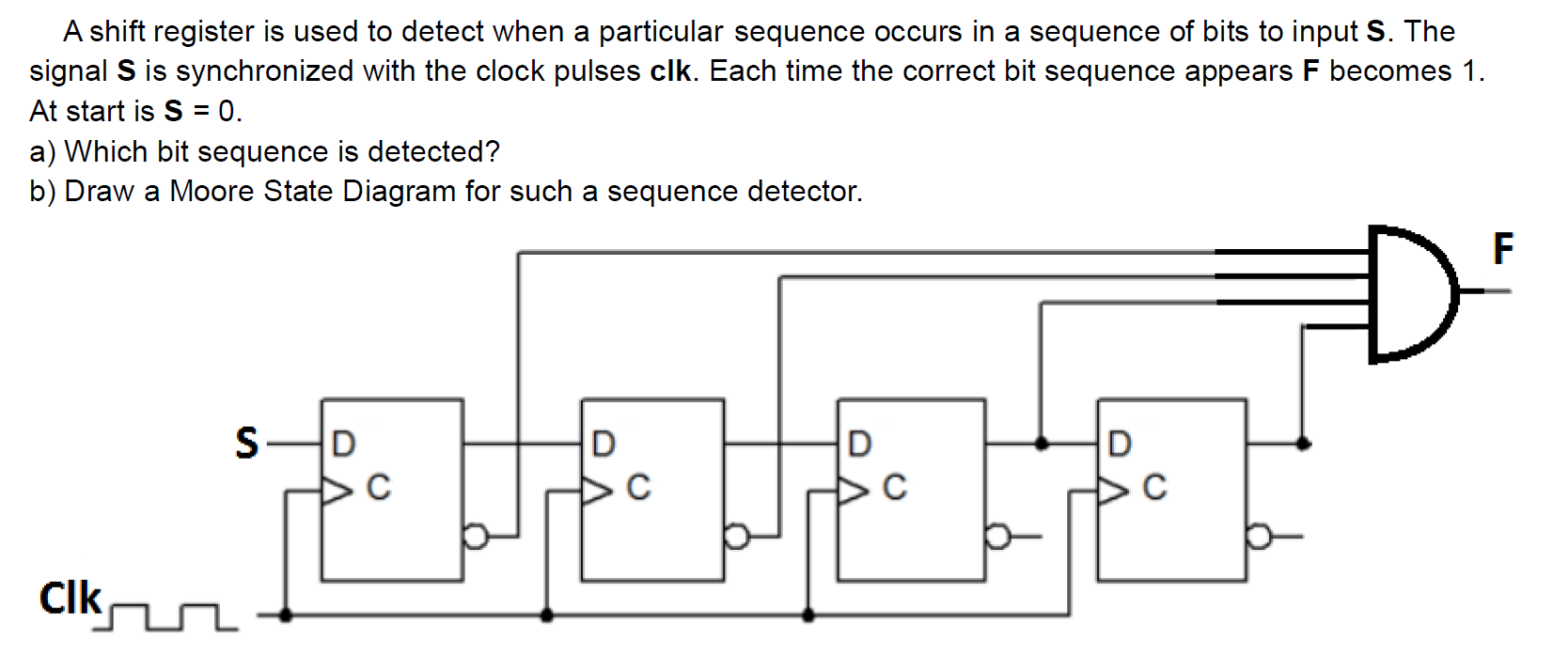  A shift register is used to detect when a particular sequence