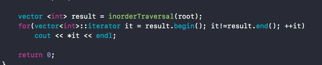 *root) { vector result; stack s; const TreeNode *p = root; while