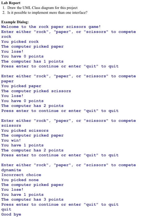 Objective Write one interface and three classes which will make a rock