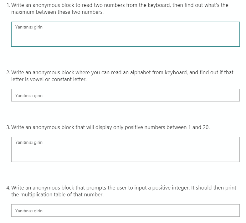 Database Programming 1. Write an anonymous block to read two numbers from