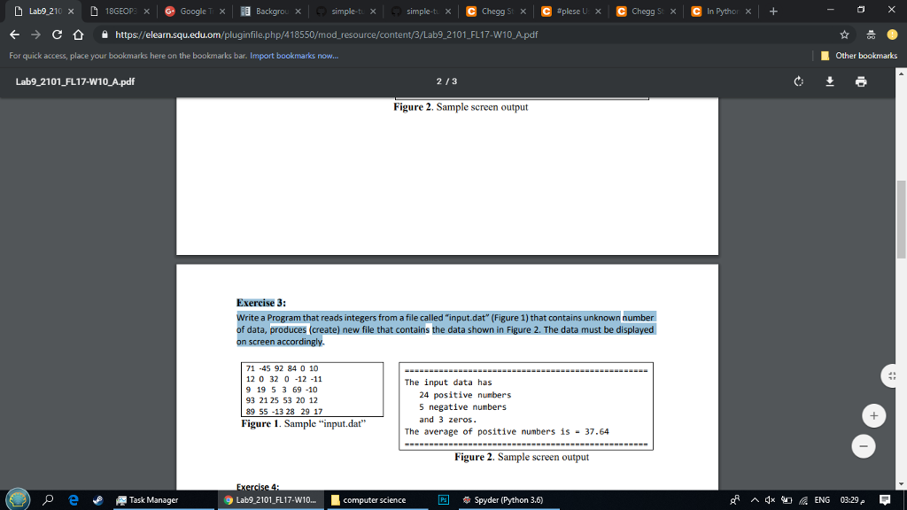 Exercise 3: Write a Program that reads integers from a file called