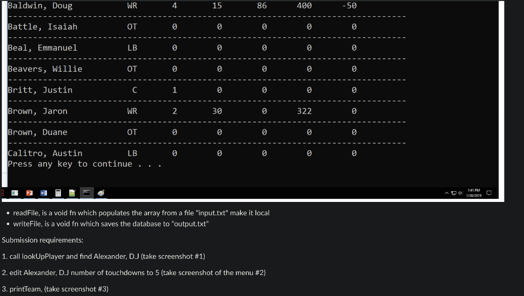 position, number of touchdowns, number of catches, number of passing yards, number