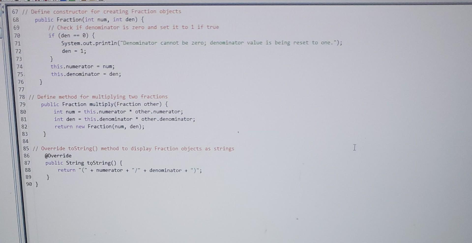 Lic class FractionDemo \{ public static void main(String[] args) \{ // Variables
