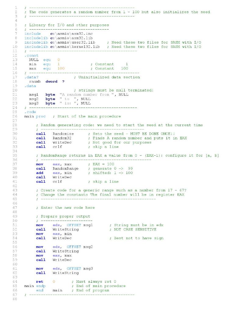 allow us to generate random numbers in Assembler. There are two types