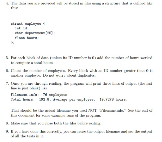 reading from files. In this program we will read blocks of data