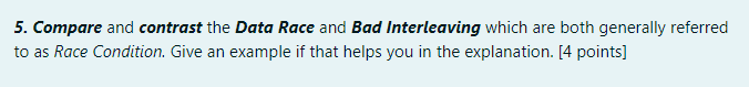Parallel and Distributed Computing 5. Compare and contrast the Data Race and