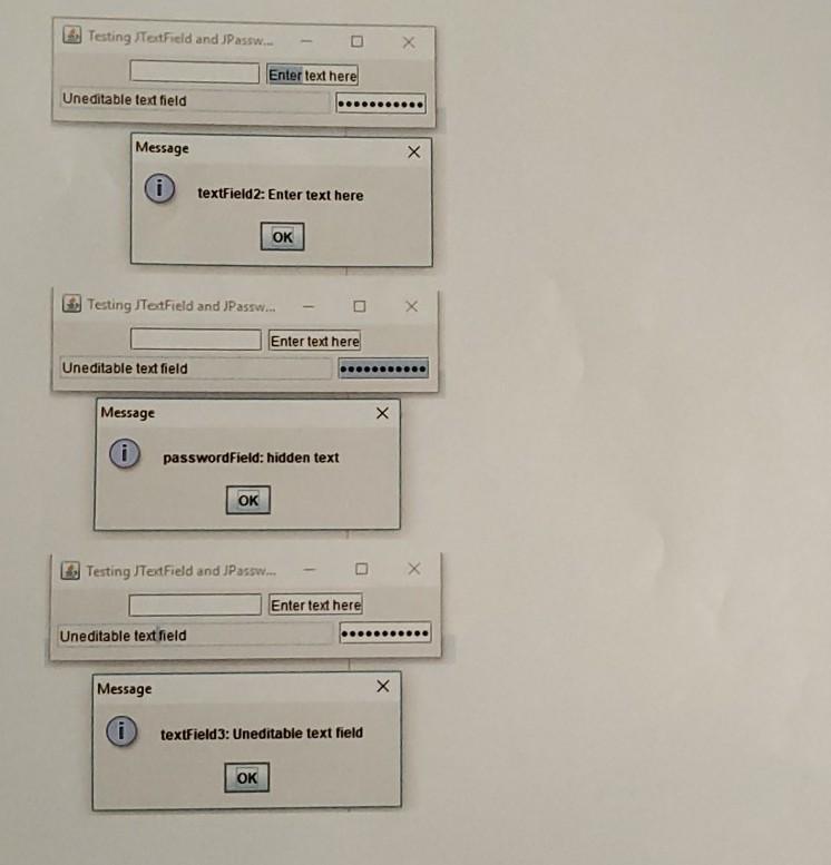 class Construct four text fields, text field one with 10 columns, text
