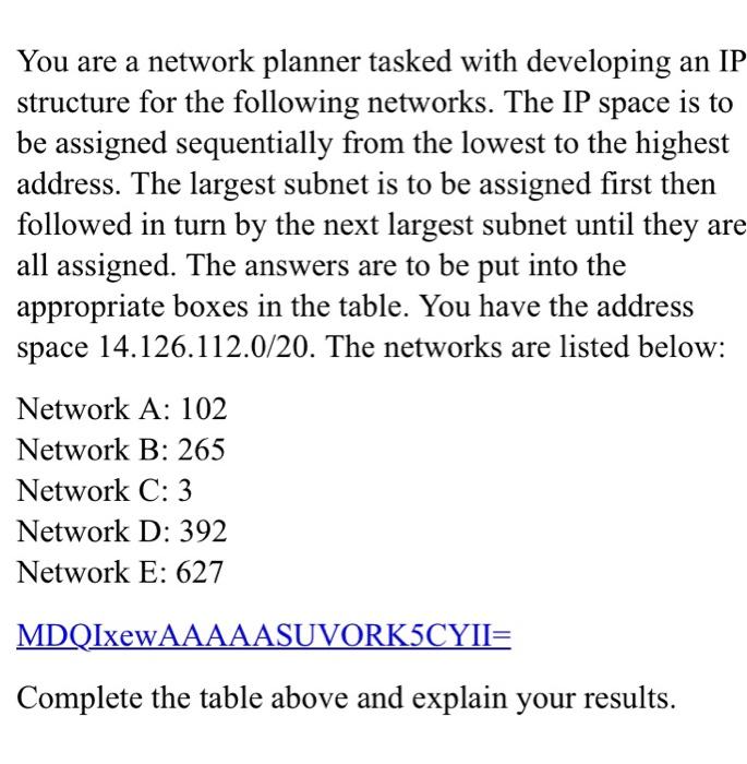  You are a network planner tasked with developing an IP structure