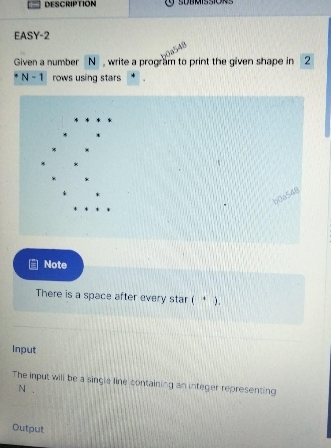python programming Given a number write a program to print the given